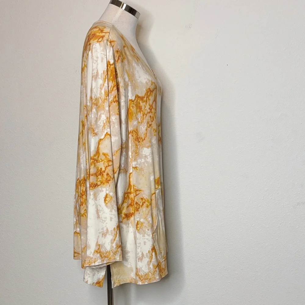 Susan Graver size 2X Cream and Orange Artistic Tunic - Picture 7 of 8